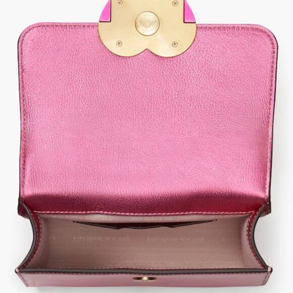 Kate Spade Bijou Pink Heart Metallic Colorblocked MiniTop-Handle Bag Wallet Set - Picture 10 of 15